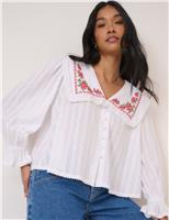 Pure Cotton Embroidered Floral Blouse