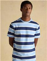 Pure Cotton Striped Crew Neck T-Shirt