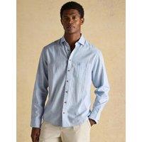 Joules Regular Fit Linen Rich Striped Shirt Blue Mix
