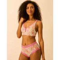 Stripe & Stare Modal Rich Floral Lace Trim Plunge Bra Pink Mix