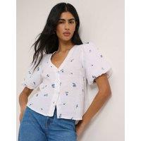Nobody's Child Pure Cotton V-Neck Blouse White