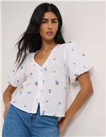 Pure Cotton V-Neck Blouse