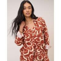 Nobody's Child Linen Rich Printed Shirt Brown