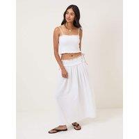 Nobody's Child Pure Cotton Shirred Midi Beach Skirt White