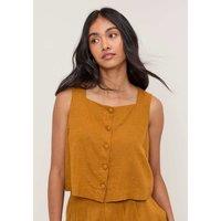 Nobody's Child Linen Rich Square Neck Top Brown