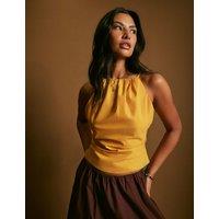 Nobody's Child Pure Cotton Halter Neck Crop Top Orange