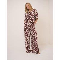 Nobody's Child Linen Rich Collared Relaxed Shirt Brown