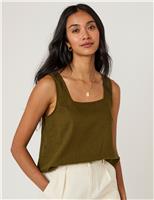 Linen Rich Square Neck Crop Top