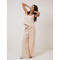 Nobody's Child Linen Rich Square Neck Crop Top Pink