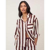 Nobody's Child Striped Collared Shirt with Linen Multi