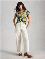 Pure Cotton Printed Notch Neck T-Shirt