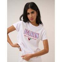 Nobody's Child Pure Cotton Paris Graphic T-Shirt White