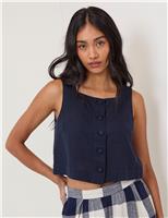 Linen Rich Square Neck Top