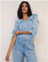 Floral Tie Neck Relaxed Blouse