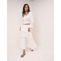 Nobody's Child Pure Cotton Embroidered Lace Insert Top White