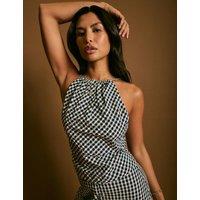 Nobody's Child Pure Cotton Halter Neck Crop Top Blue