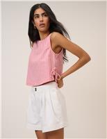 Pure Cotton Striped Tie Detail Vest Top