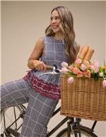 Pure Cotton Checked Embroidered Peplum Top