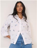 Nobody's Child Pure Cotton Embroidered Floral Shirt White