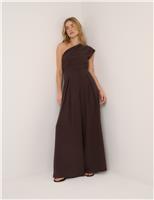 One Shoulder Sleeveless Wide Leg Jumpsuit