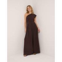 Nobody's Child One Shoulder Sleeveless Wide Leg Jumpsuit Brown