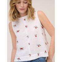 Nobody's Child Linen Rich Round Neck Vest Top Cream