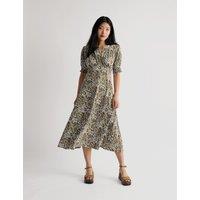 Seasalt Cornwall Cotton Rich Floral Midi Skater Dress Green Mix