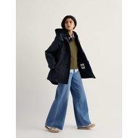 Seasalt Cornwall Linen Rich Hooded Duffle Coat Navy