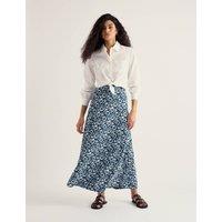 Seasalt Cornwall Cotton Rich Floral Midaxi A-Line Skirt Navy Mix