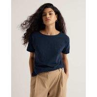Seasalt Cornwall Pure Cotton Slash Neck Relaxed T-Shirt Navy