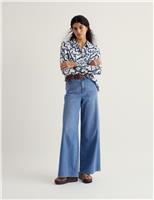 Seasalt Cornwall Pure Cotton Jersey Printed Collared Shirt Blue Mix