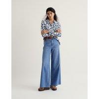 Seasalt Cornwall Pure Cotton Jersey Printed Collared Shirt Blue Mix