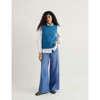 Seasalt Cornwall Merino Wool Rich Crew Neck Knitted Vest Blue