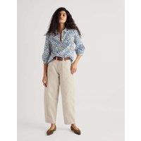 Seasalt Cornwall Pure Cotton Floral Collared Blouse Blue Mix