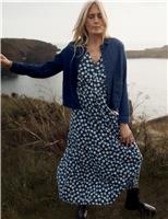 Seasalt Cornwall Pure Cotton Floral Midi Skater Dress Navy Mix