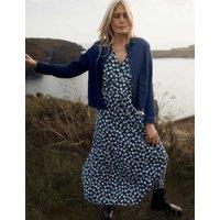Seasalt Cornwall Pure Cotton Floral Midi Skater Dress Navy Mix