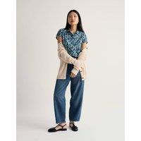 Seasalt Cornwall Pure Cotton Printed Peter Pan Collar Shirt Blue Mix