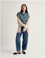 Seasalt Cornwall Pure Cotton Printed Peter Pan Collar Shirt Blue Mix