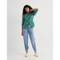 Seasalt Cornwall Pure Cotton Leaf Print Shirt Green Mix