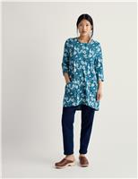 Seasalt Cornwall Floral Relaxed Tunic with Cotton Green Mix