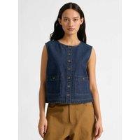Albaray Denim Patch Pocket Waistcoat Indigo
