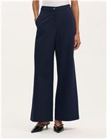 Finery London Jersey Wide Leg Trousers Navy
