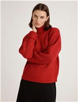 Finery London Textured Roll Neck Jumper Red