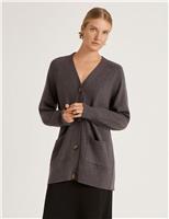 Finery London Cotton Rich V-Neck Button Front Cardigan Navy