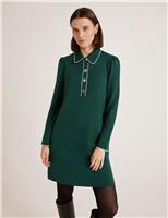 Ponte Jersey Collared Mini Shirt Dress