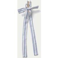 M&S Blue and White Stripe Wrapped Bow Claw Blue