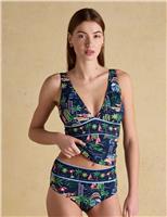 Joules Printed Padded V-Neck Tankini Top Multi