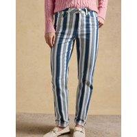 Joules Mid Rise Striped Slim Straight Leg Jeans Blue Mix