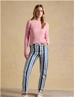 Joules Mid Rise Striped Slim Straight Leg Jeans Blue Mix