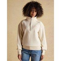 Joules Pure Cotton Embroidered Half Zip Sweatshirt Oatmeal Mix